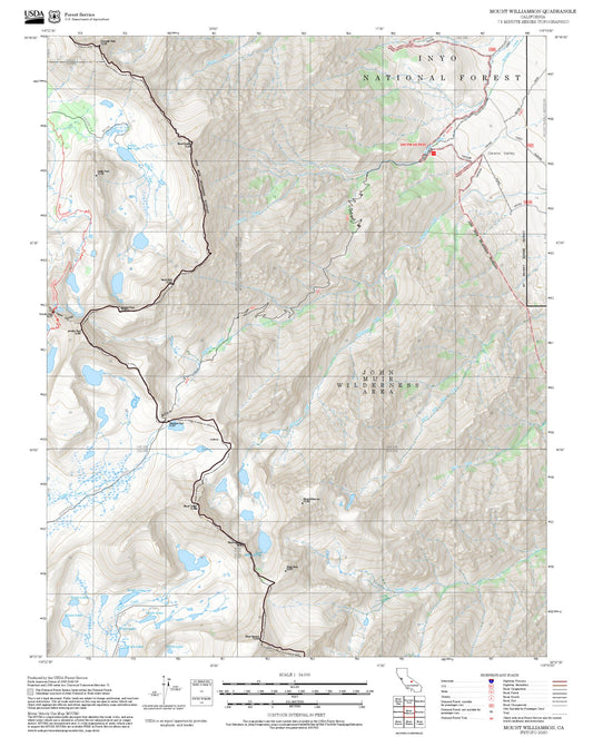 2025 Forest Service Topo Map of Mount Williamson California