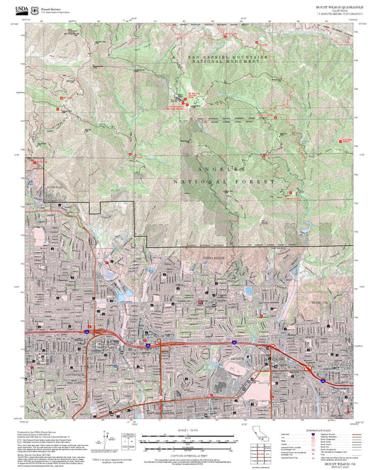 2025 Forest Service Topo Map of Mount Wilson California