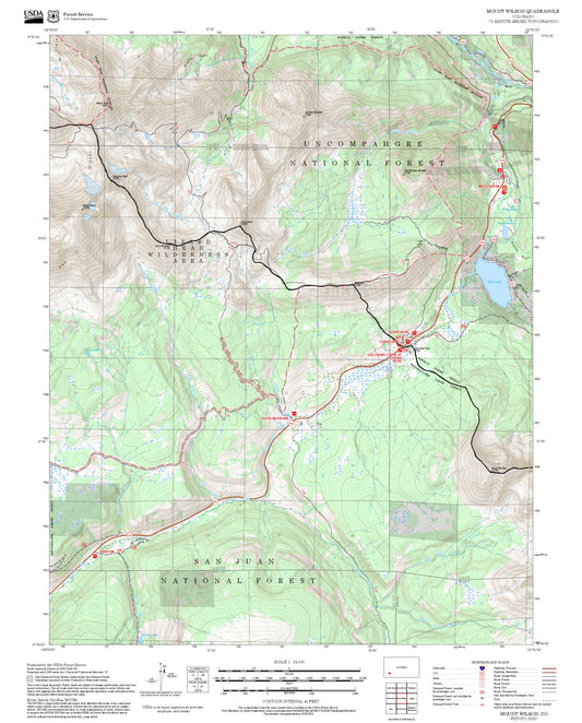 2025 Forest Service Topo Map of Mount Wilson Colorado