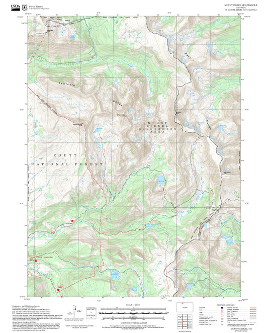 2025 Forest Service Topo Map of Mount Zirkel Colorado