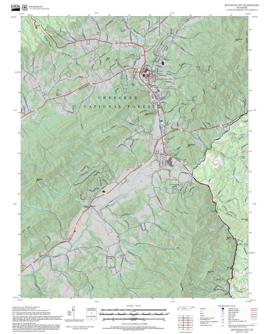 2025 Forest Service Topo Map of Mountain City Tennessee