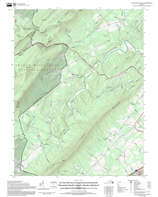 2025 Forest Service Topo Map of Mountain Falls Virginia