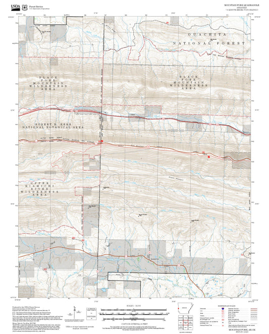 2025 Forest Service Topo Map of Mountain Fork Arkansas