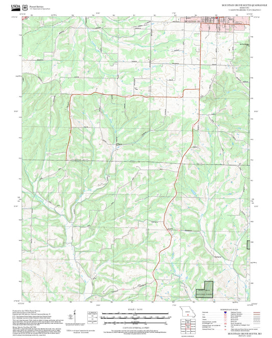 2025 Forest Service Topo Map of Mountain Grove South Missouri