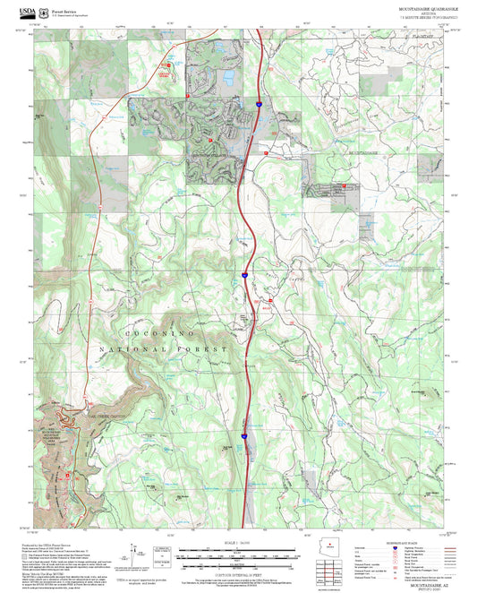 2025 Forest Service Topo Map of Mountainaire Arizona