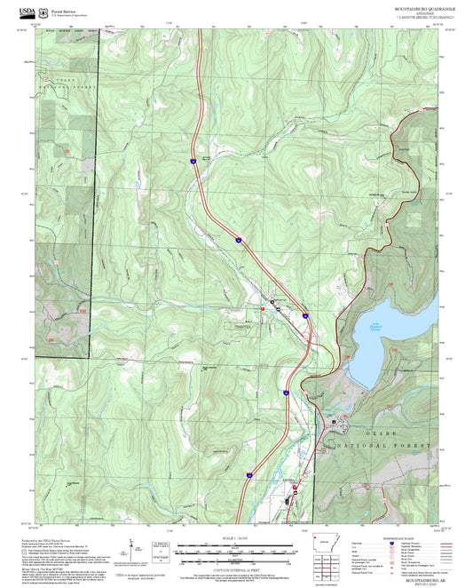2025 Forest Service Topo Map of Mountainburg Arkansas