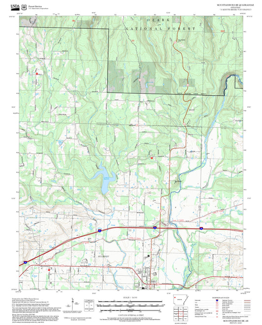 2025 Forest Service Topo Map of Mountainburg SE Arkansas