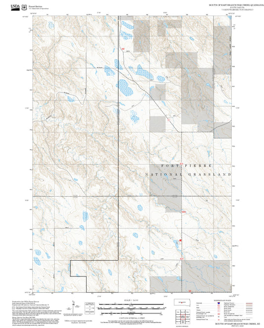 2025 Forest Service Topo Map of Mouth of East Branch War Creek South Dakota