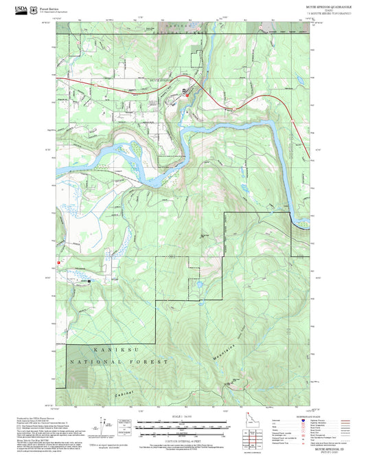 2025 Forest Service Topo Map of Moyie Springs Idaho