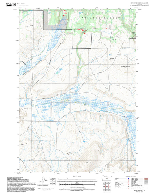 2025 Forest Service Topo Map of Mud Spring Oregon