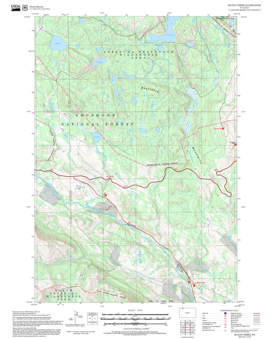 2025 Forest Service Topo Map of Muddy Creek Wyoming