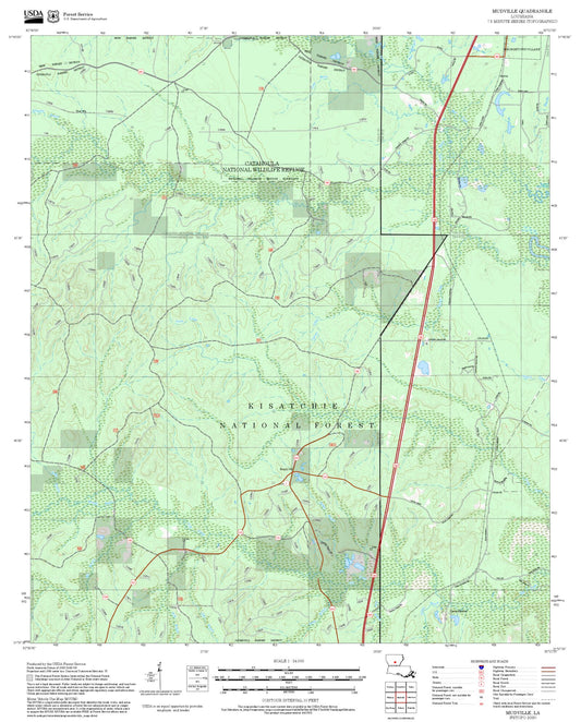 2025 Forest Service Topo Map of Mudville Louisiana