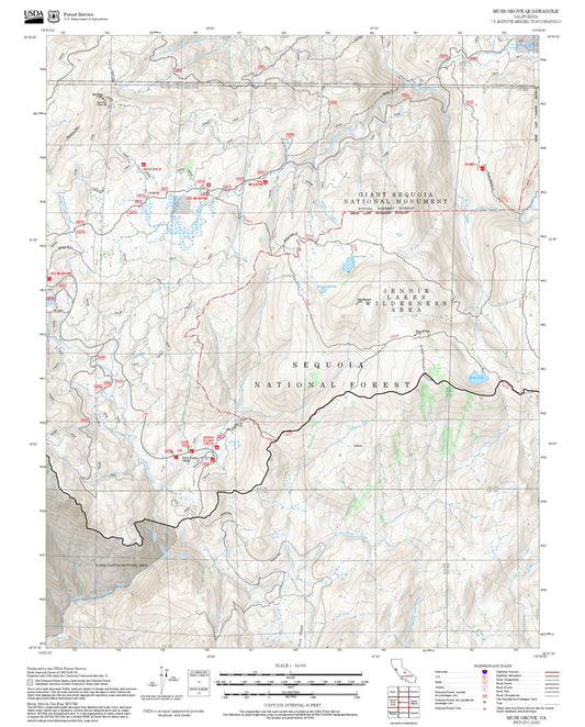 2025 Forest Service Topo Map of Muir Grove California