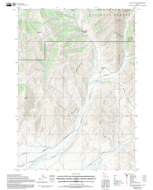 2025 Forest Service Topo Map of Muldoon Idaho