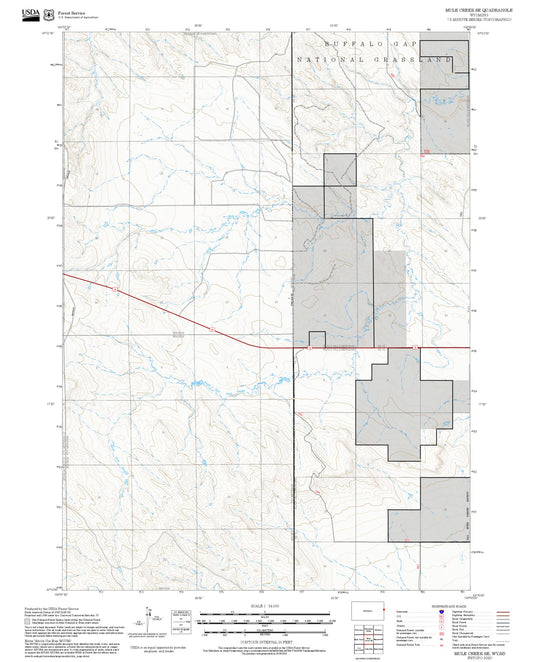 2025 Forest Service Topo Map of Mule Creek SE Wyoming