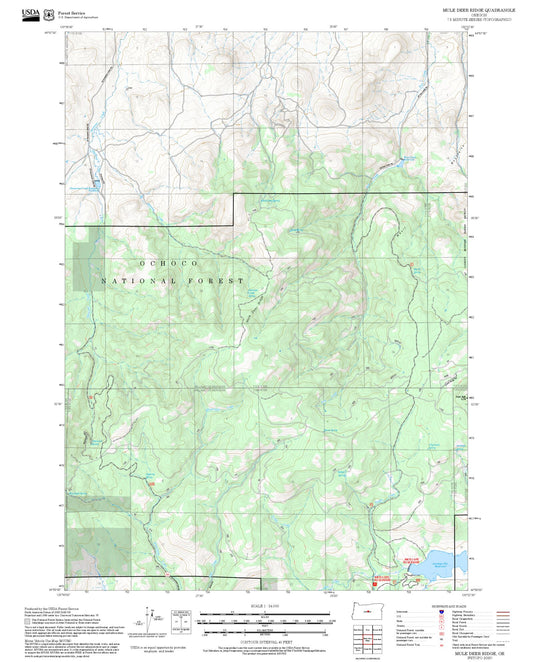 2025 Forest Service Topo Map of Mule Deer Ridge Oregon