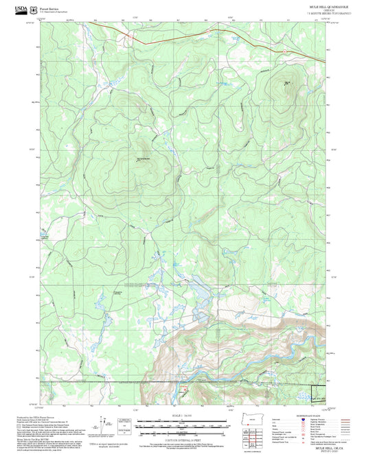 2025 Forest Service Topo Map of Mule Hill Oregon