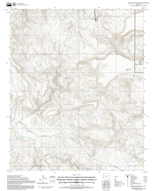2025 Forest Service Topo Map of Muleshoe Ranch Arizona