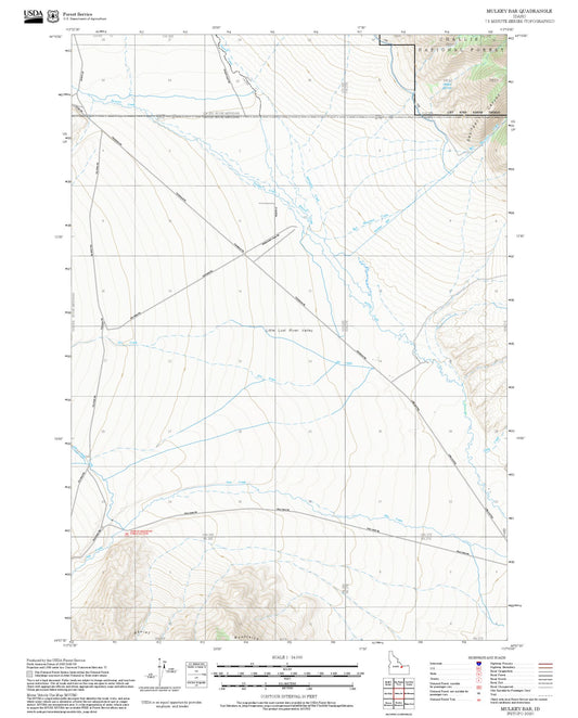 2025 Forest Service Topo Map of Mulkey Bar Idaho