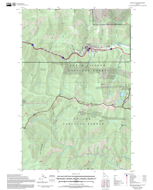2025 Forest Service Topo Map of Mullan Idaho