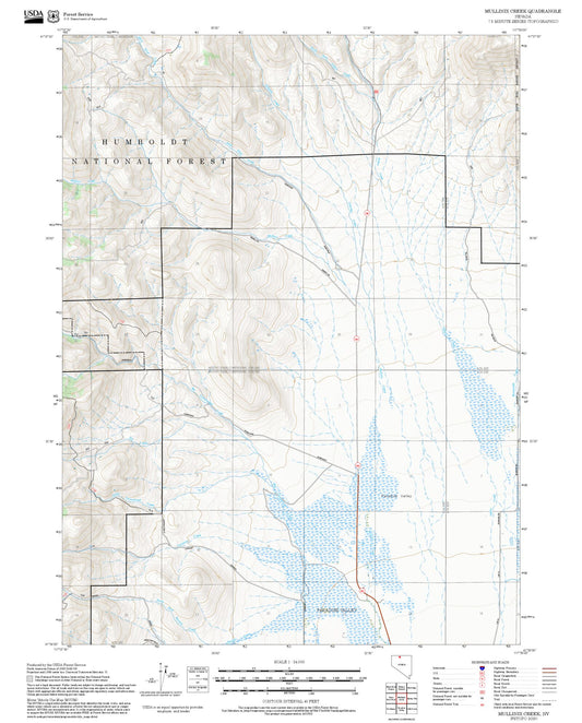 2025 Forest Service Topo Map of Mullinix Creek Nevada