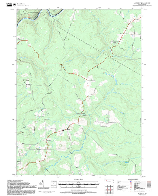 2025 Forest Service Topo Map of Munderf Pennsylvania