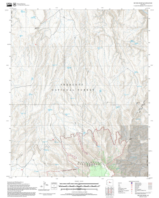 2025 Forest Service Topo Map of Munds Draw Arizona