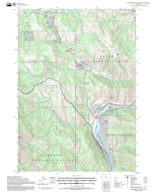 2025 Forest Service Topo Map of Munger Mountain Wyoming