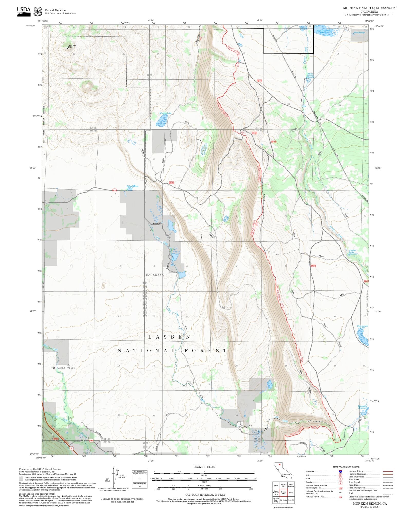 2025 Forest Service Topo Map of Murken Bench California – MyTopo Map Store