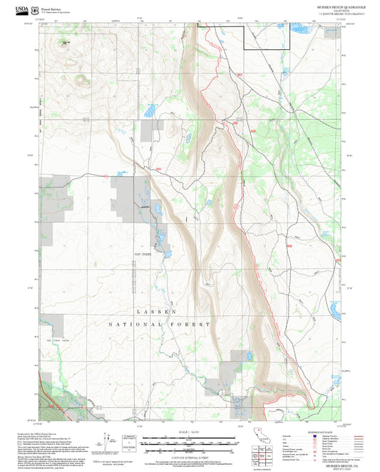 2025 Forest Service Topo Map of Murken Bench California
