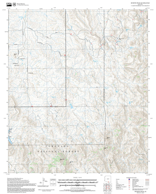 2025 Forest Service Topo Map of Murphy Peak Arizona