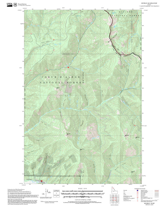2025 Forest Service Topo Map of Murray Idaho