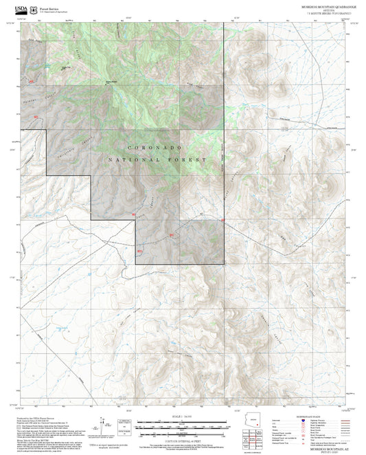 2025 Forest Service Topo Map of Muskhog Mountain Arizona