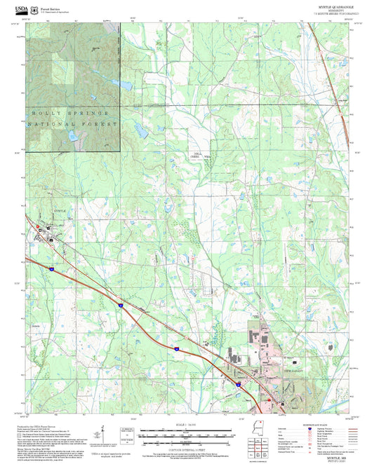 2025 Forest Service Topo Map of Myrtle Mississippi