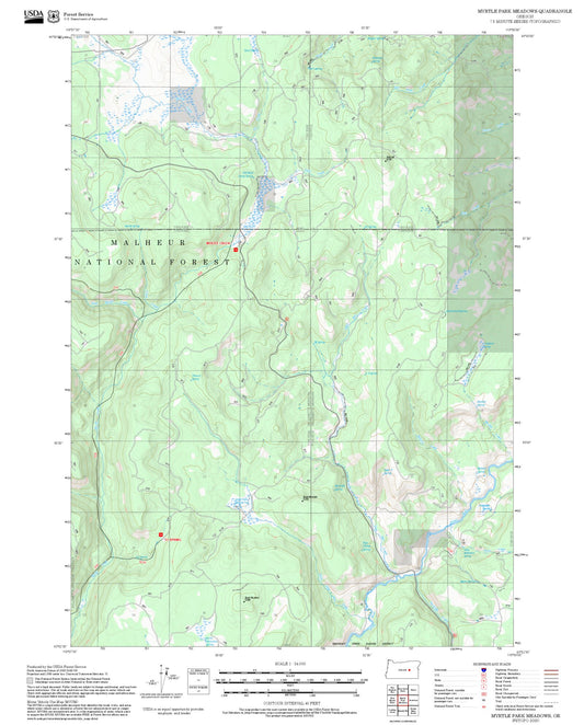 2025 Forest Service Topo Map of Myrtle Park Meadows Oregon