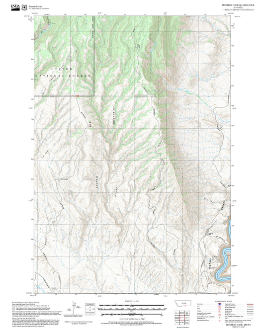 2025 Forest Service Topo Map of Mystery Cave Montana
