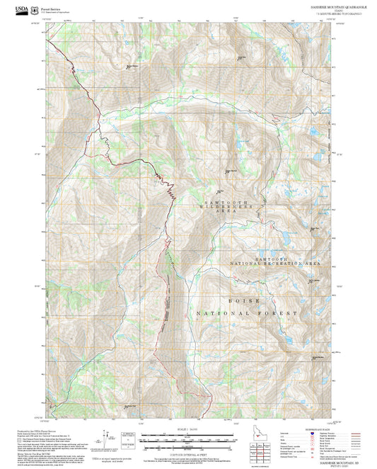 2025 Forest Service Topo Map of Nahneke Mountain Idaho