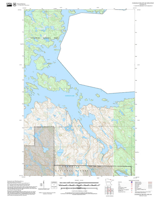 2025 Forest Service Topo Map of Namakan Island Minnesota