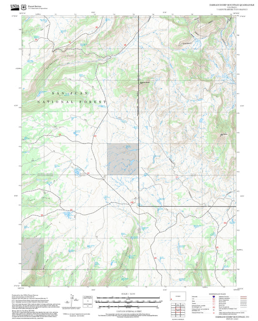 2025 Forest Service Topo Map of Narraguinnep Mountain Colorado
