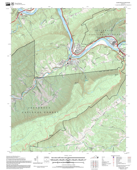 2025 Forest Service Topo Map of Narrows Virginia