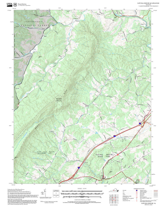 2025 Forest Service Topo Map of Natural Bridge Virginia