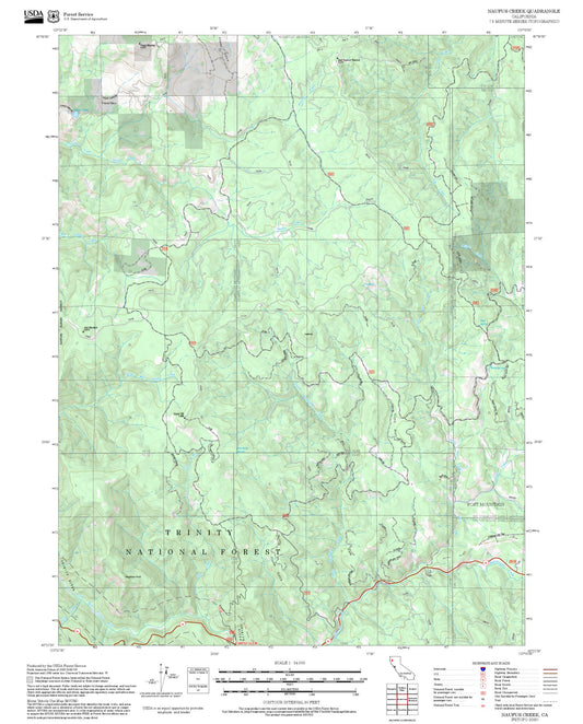 2025 Forest Service Topo Map of Naufus Creek California