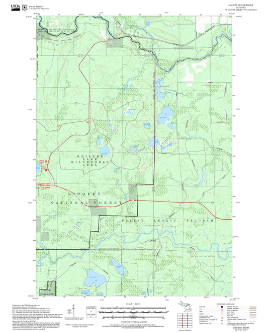 2025 Forest Service Topo Map of Naults Michigan