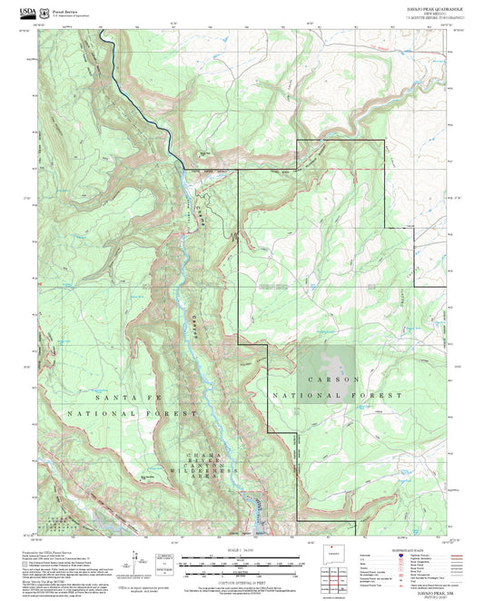 2025 Forest Service Topo Map of Navajo Peak New Mexico