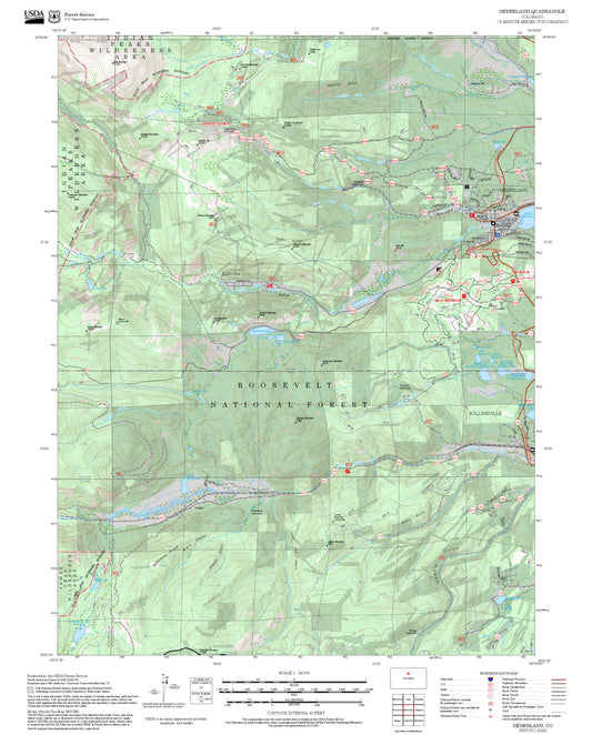 2025 Forest Service Topo Map of Nederland Colorado