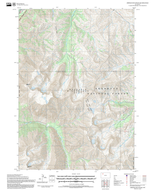 2025 Forest Service Topo Map of Needle Mountain Wyoming