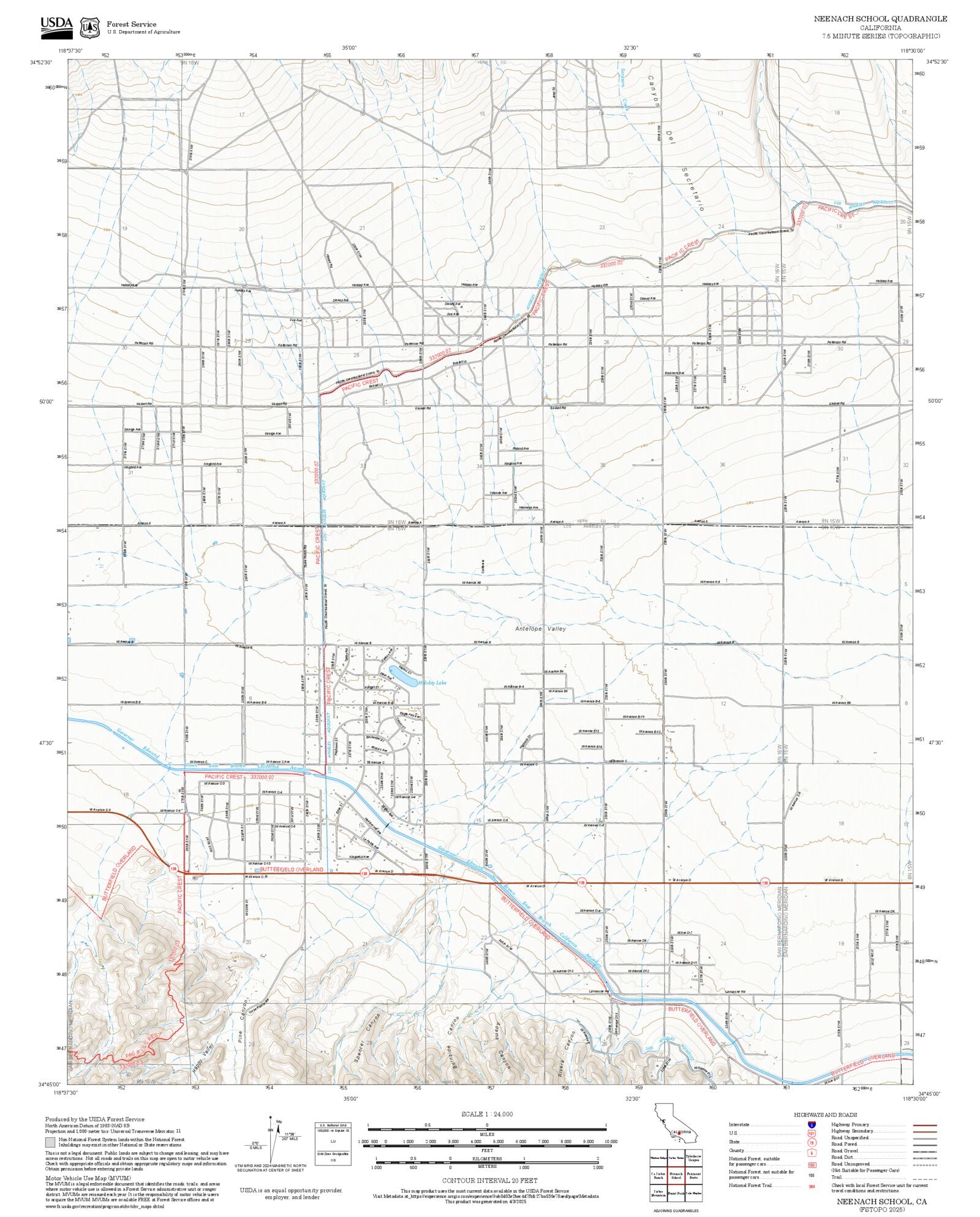 2025 Forest Service Topo Map of Neenach School California – MyTopo Map ...