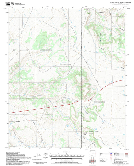 2025 Forest Service Topo Map of Nelson Reservoir NE Arizona