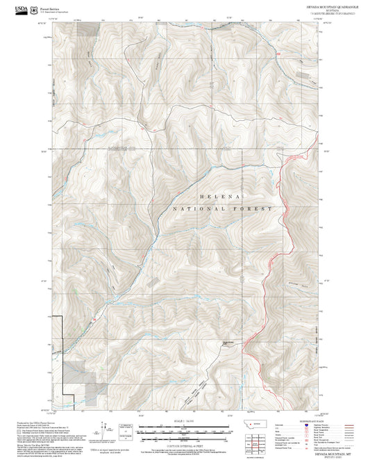 2025 Forest Service Topo Map of Nevada Mountain Montana