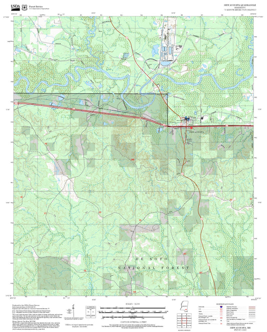 2025 Forest Service Topo Map of New Augusta Mississippi